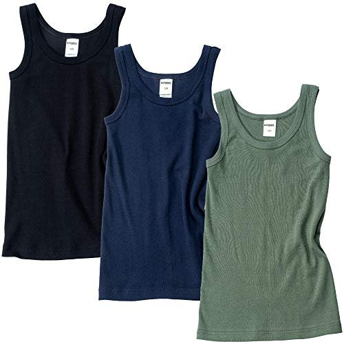 HERMKO 2800 3er Pack Jungen Achselhemden aus 100% Bio-Baumwolle, Größe:92, Farbe:Mix s/m/o