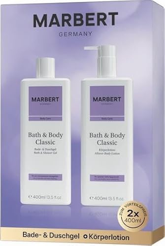 MARBERT GERMANY Bath & Body CLASSIC Pflegeset: Erfrischendes Duschgel 400 ml + Erfrischende Körperlotion 400 ml
