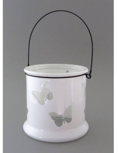 Unbekannt Glas WINDLICHT Hänger Schmetterling groß. CA 13 x 12,5 cm in Weiss