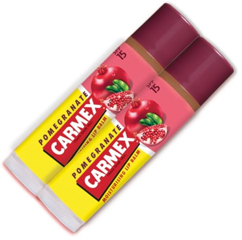 Carmex Pomegranate Click Stick Set Multipack With SPF 15 For Sun Protection Soothes And Repairs Dry, Cracked Lips Intensely Hydrating Winter Lip Care Formula (Pack Of 2)
