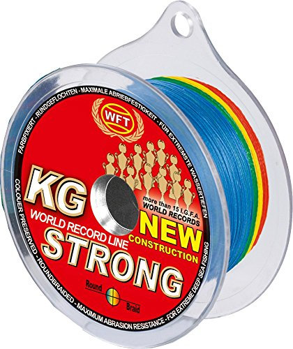 WFT KG Strong 600m 0,12mm 15kg, geflochtene Schnur, Meeresschnur, Angelschnur, Geflechtschnur, Farbe:Multicolor