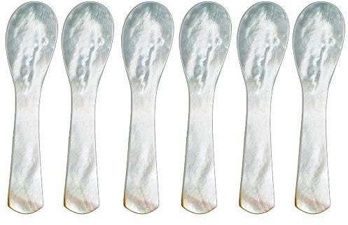 Juego de 6 cucharas de nácar – 9 cm – Ideal para cata caviar y huevos de pescado – Caviar Embajada