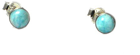 Runde blaue LARIMAR Sterling Silber Edelstein Ohrstecker 925-5mm, Sterling Silber, Larimar