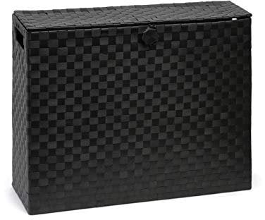 Toilet Roll Holder Free Standing Bathroom Multipurpose Storage Unit Polypropylene Woven on Metal frame, Ideal Addition to Bathroom or Toilets by Arpan (Black)