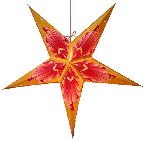 GURU SHOP Faltbarer Advents Leucht Papierstern, Weihnachtsstern 60 cm - Floria Gelb, Papiersterne 60 cm