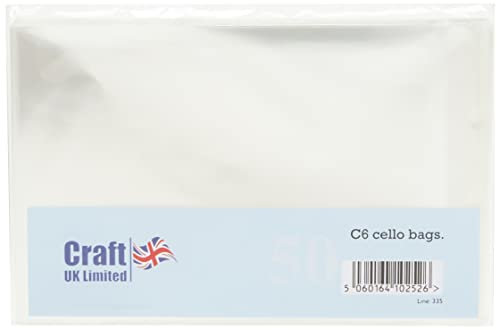 Craft UK C6-Polybeutel, transparent, 50 Stück, 11,9 x 18,6 x 0,1 cm