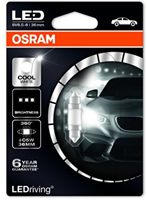 OSRAM LED Premium Retrofit SV8.5-8 36mm, C5W, interior lights, 6498CW-01B, Cool White, 12V, single blister (1 piece)