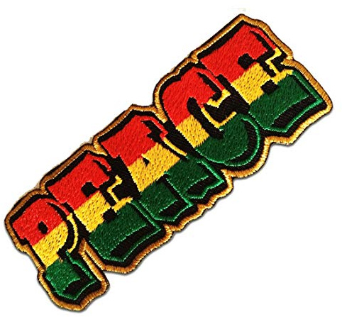 Catch the Patch Reggae Peace Frieden Aufnäher zum Aufbügeln 9,5 x 4 cm Bügelbild für Erwachsene mit Festival 420, Bügelpatch Patches Bügelflicken
