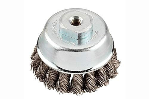 kwb Topf-Bürste für Winkelschleifer Ø 100 mm, gezopft, M14-Gewinde Aufnahme, aus gezopftem HSS-Stahldraht, für Metall und Stein, zum Reinigen, Entzundern, Aufrauen und Entrosten