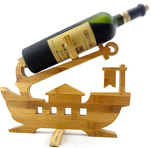 SEG Global Boat with Flat Shaped Advanced Folding Bamboo Wine Bottle Holder
