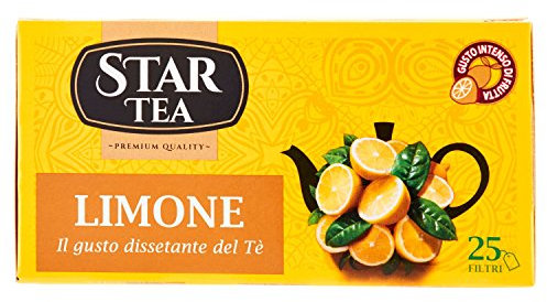 Tè STAR Tea Limone, 25 filtri, miscela pregiata, 100% naturale, pausa deliziosa e piacere intenso. Perfetto per una piacevole pausa da soli o in compagnia.