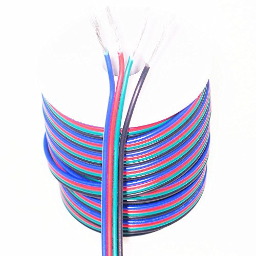 RGBSIGHT 40FT 18 Gauge RGB LED Strip Extension Cable 18AWG 4pin 4 Color Stand Wire Conductor for SMD 5050 3528 RGB LED Ribbon Lamp Tape Lighting (40 Feet per Spool)