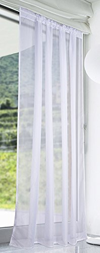 John Aird Lucy Voile Curtains - Rod Pocket Slot Top - Net Curtains - 1 Panel (White, 58 Wide x 118 Drop)
