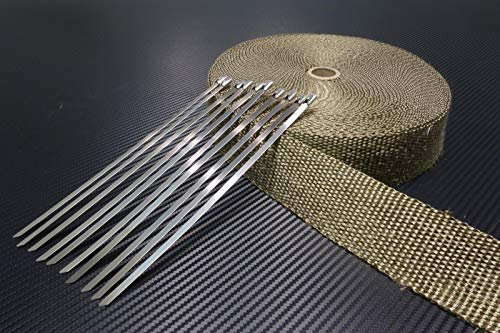 Schlauchland 15m Titan Hitzeschutzband 25mm 1400°C + 10 Kabelbinder Auspuffband Thermoband Krümmerband Heat Wrap Basaltfaser Isolierband Hitzeschutz