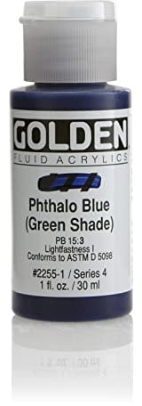 Pro-Art Golden Fluid Acrylic Paint 1 oz-Phthalo Blue-Green Shade