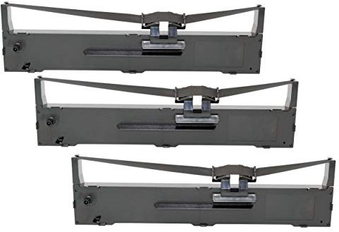 Farbband kompatibel für Epson S015337 S015329 FX890 FX890II FX890A LQ590 LQ590II LQ590IIN Schwarz 3 Stück ersetzt Epson Originalband für Nadeldrucker FX 890 LQ 590