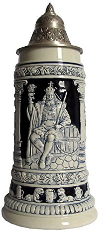 KING Blauer Bierkrug Gambrinus Bierkönig Seidel 0,75 Liter Bierseidel