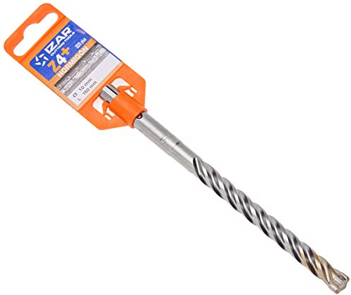 Izar 32059 Broca-Martillo SDS Plus Zentro 4+, Hormigón Reforzado, 1891, 10.0 mm Diámetro Corte, 100 mm Longitud Corte, 165 mm Longitud