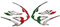 Italienisches Motorrad Löwen Köpfe italienische Flagge Design Grafik Abziehbilder Aufkleber 2 mittelgroß