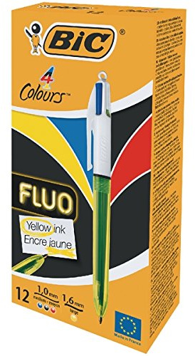 Bic 4 Colours Fluo Ballpoint Pen [Pack of 12]
