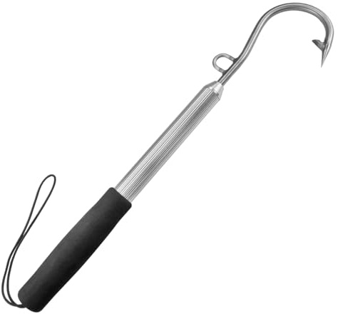 Team Deep Sea Flying Butt Gaff, 50cm, Meeres-Landungshilfe | Für Heilbutt & Großfisch, Stahlhaken mit Leinenöse, Aluminiumschaft mit Duplon-Griff, Inkl. Handschlaufe, Kompaktes Reisemaß