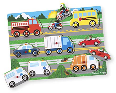 Melissa and Doug Fahrzeuge Holzpuzzle Kinder , Puzzle ab 2 Jahre , Greifpuzzle Steckpuzzle Holz ab 2 Jahre , Holzpuzzle ab 2 , Holzspielzeug Spiele ab 2 Jahre , Schichtpuzzle Holz Puzzles Kind
