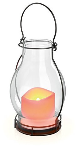 esotec Solar Kerze Windlicht Deko Dream, Echtglas Solarleuchte, LED Tischlicht, Laterne, Flackerlicht Flamme, Dekoleuchte, hängend stehend, IP44, draußen, außen, wetterfest 102081