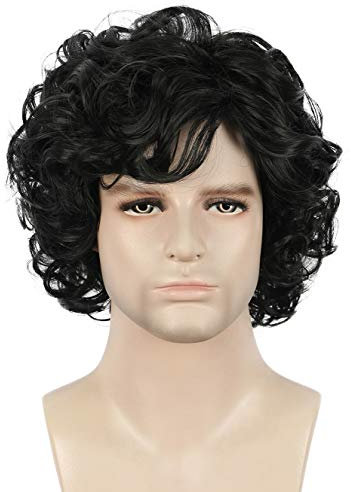 Yuehong Kurze Lockige Mode Herren Schwarze Perücke Anime Cosplay Haare Hitzebeständige Kunstfaser Perücke Durable Atmungsaktive