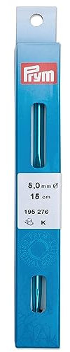 Prym 195276 Häkelnadeln doppelseitig 15 cm 5,00 mm Tunesische Häkelnadel, Aluminium, türkis, 5 mm