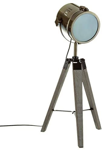 Atmosphera - Lampe trépied Ebor bronze - bois et acier H68 cm