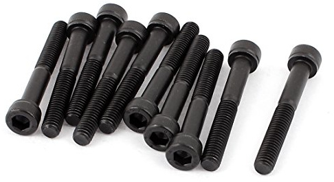 Sourcingmap M6x45mm 12.9 Alloy Steel Hex Socket Screws Partially Threaded Bolt Black 10Pcs