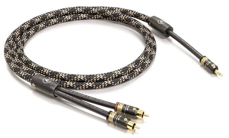 VIABLUE SALE/ALTE SERIE/ABVERKAUF NF-S1 SILVER QUATTRO Klinke-Cinchkabel * Analog/NF Audiokabel * TWIST/RCA * Y-Kabel * 1 Stück * 4-fach Abschirmung * T6s RCA/3.5 Klinkenstecker * 500 cm * 5 m