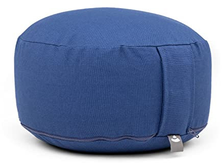 Bodhi Meditationskissen Rondo Basic | Klassisches Sitzkissen mit Dinkelfüllung | Kissen mit abnehmbarem Bezug aus 100% Baumwolle | Bodenkissen zur Meditation | Höhe ca. 20 cm | dunkelblau