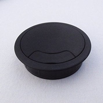 Computer Desk Grommet Cable Outlet Tidy Insert, 3 Part (80mm, Black)