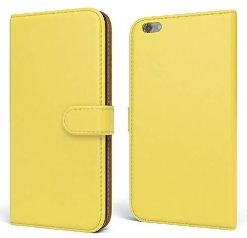 EAZY CASE Tasche kompatibel mit iPhone 6 / 6S Schutzhülle mit Standfunktion Klapphülle im Bookstyle, Handytasche Handyhülle Flip Cover mit Magnetverschluss und Kartenfach, Kunstleder, Gelb