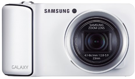 Samsung GC110 Galaxy Kamera (16,3 Megapixel, 21-Fach Opt. Zoom, 12,1 cm Touchscreen, Full HD, WLAN, Android 4.1) inkl. Flip Cover weiß