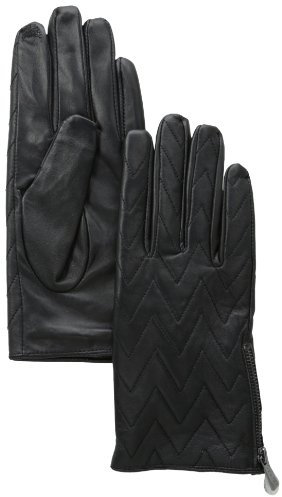 Calvin Klein Damen Chevron Zip Glove W/Touch, Schwarz, Small