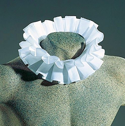 Amakando Clownkragen Kräuselschal Barock Kragen Weißer Rüschenkragen Jabot Halskrause