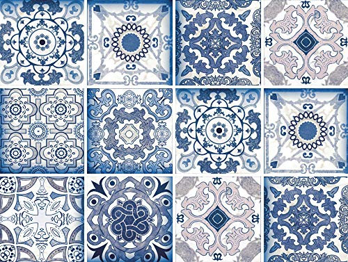 cuadros-lifestyle Dekorative Stickerfliesen mit tollen Motiven und Ornamenten für Wände und Fliesen | 12 teiliges Set | seidenmatt, Größe :15x15 cm