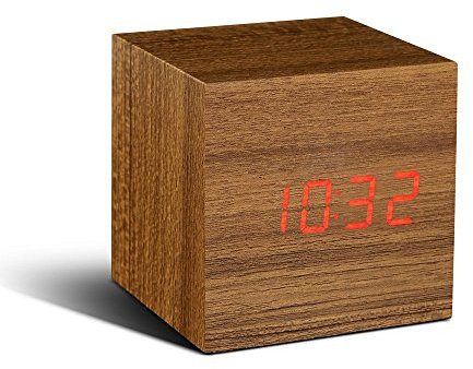 Gingko GK08R4 Würfel-Digitaluhr 'Click Clock' mit LED-Anzeige, Teak