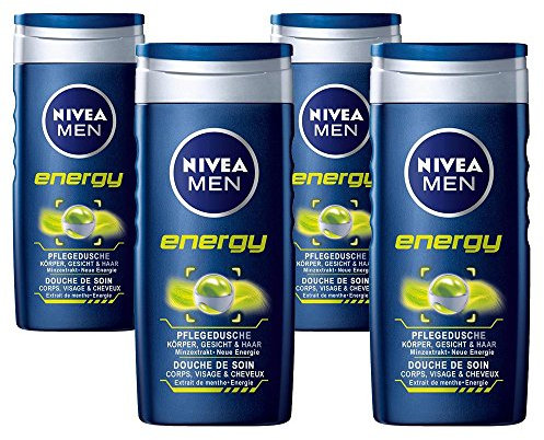 Nivea Gel Douche Energie pour Hommes 250 ml - Lot de 4
