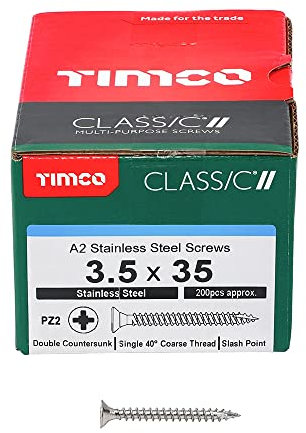 TIMCO Classic Multi-Purpose Screws - 3.5 x 35 - A2 Stainless Steel - Box of 200