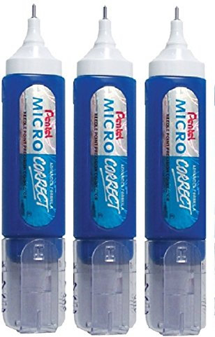 Pentel Pen (ZL31) Micro Correct Correction Pen White Fluid Tipp Ex White Out Orginal Metal Tip - 12ml (Pack Of 3)