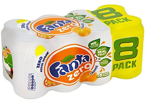 Fanta Orange Zero Added Sugar (8x330ml) - Pack of 2