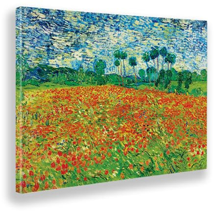 Giallobus - Gemälde - Vincent Van Gogh - Mohnfeld - Leinwand mit Standardrahmen - 140L x 100l cm - Bereit zum Aufhängen - Moderne Gemälde