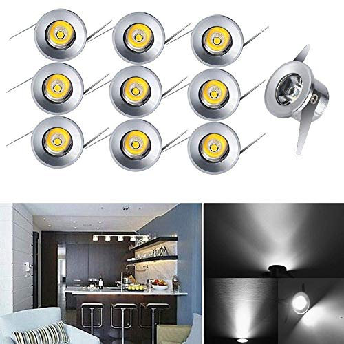 Elitlife Mini LED Einbaustrahler 10X 1W mit Trafo Stecksystem Einbauspot Deckenspots Einbauleuchten Einbaurahmen (Kaltweiß rund) [Energieklasse A+++]