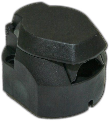 1x 13-polige Steckdose mit Klappe 12V KfZ Anhänger Schwarz PVC AHK Dose Trailer Schwarz Neu Old-Harvest