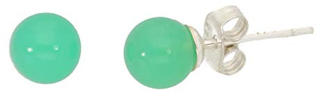 Chrysopras Edelstein Kugel Ohrringe Echtsilber