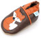 Dotty Fish Chaussures en Cuir Souple pour bébés et Tout-Petits – Antidérapantes, Pieds Nus, Souples, légères, Respirantes. Garçons et Filles. Renard Marron. 0-6 Mois (17 EU)