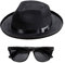 W WIDMANN MILANO Party Fashion 95715 - Blues Man Set, Hut und Brille, Rockstar, Popstar, Gangster, Mafiaboss, Motto-Party, Karneval